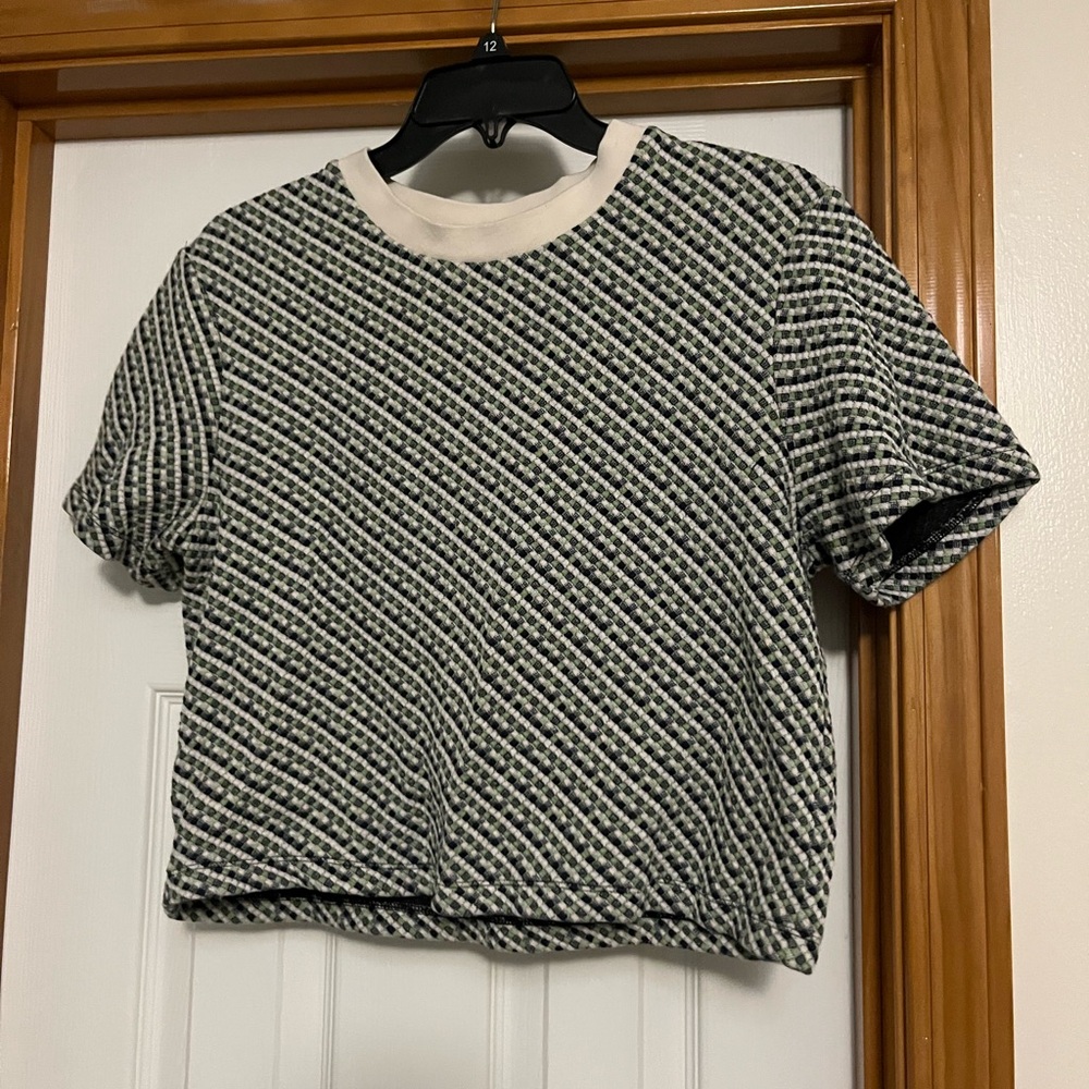 & Other Stories Blue and green and White Textured Tee